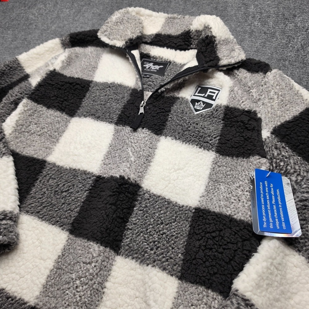 LA Kings G-III 4Her Sherpa Quarter Zip Fleece Pullover Plaid Womens Medium